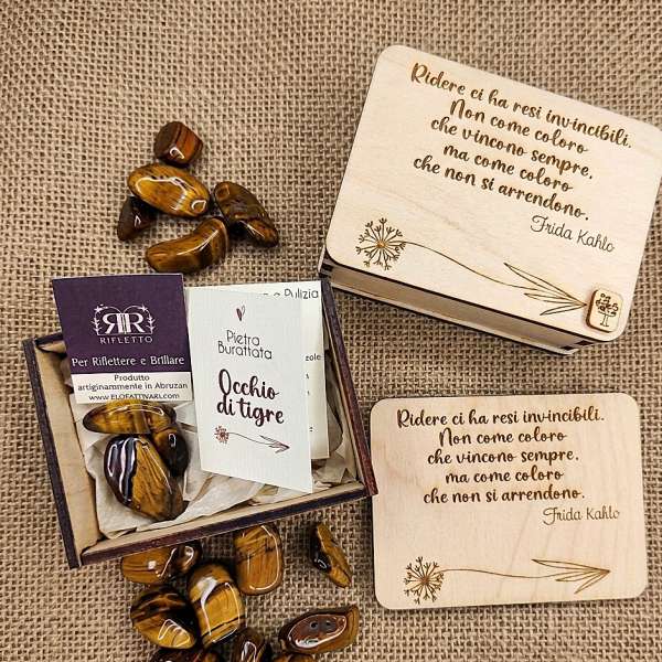 Scatola di legno OCCHIO DI TIGRE CORAGGIO